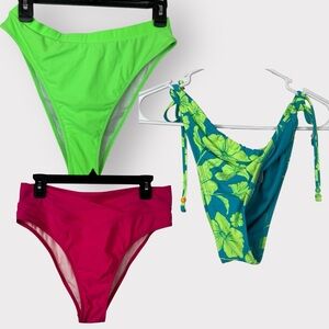 Large Swim Bundle - Blooming Jelly & Wild Fable Green Bikini Bottoms